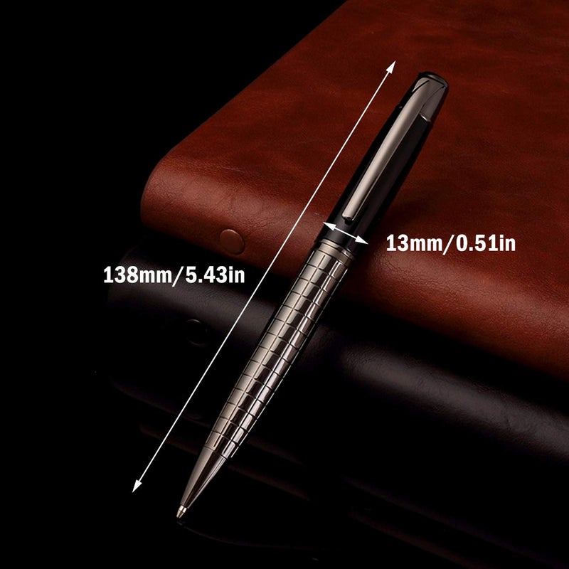 Obacle Ballpoint Pens Black Pens Medium Ball Point 1.0mm Smooth Writing Grip Metal Retractable Executive Business Office Fancy Nice Gift Pen for Men Women (Gun Black, 2 Pack 4 Refills) - Image 2